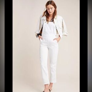 Anthropologie Pilcro White Denim Overalls